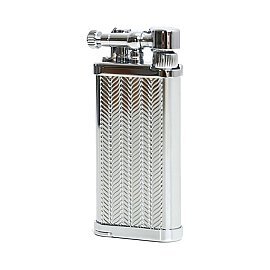 Old Boy Chrome-Plated Pipe Lighter with Smooth Briar Wood Finish
