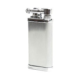 Old Boy Chrome-Plated Pipe Lighter with Smooth Briar Wood Finish