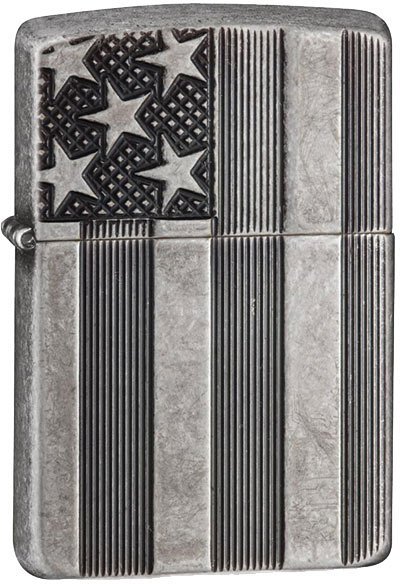Zippo Antique Silver US Flag Armor