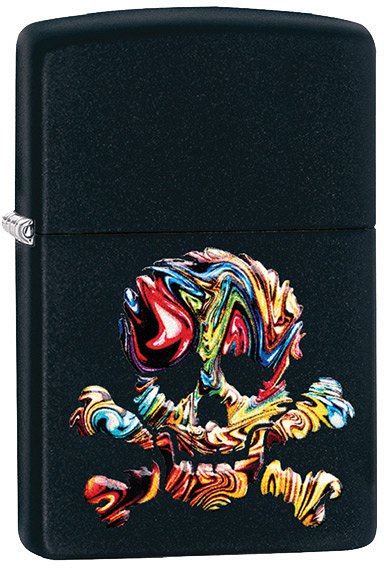Zippo Black Mat Colorful Skull Design