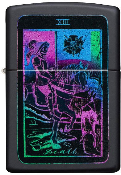 Zippo Black Mat Tarot Card Design Black Light